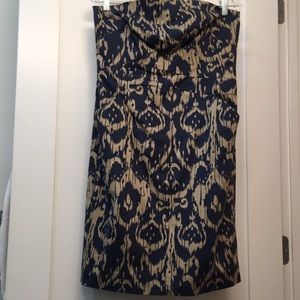 MICHAEL by Michael Kors Navy/Gold Strapless Dress
